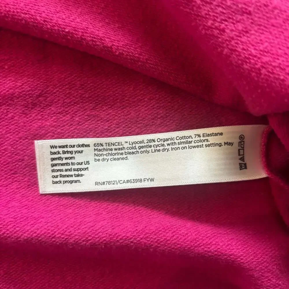Eileen Fisher Magenta Boxy Pullover Top Large TENCEL Lyocell Crew Neck
